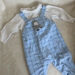 Mayoral White and Light Blue Baby Outfit